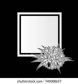 vector frame with flowers on black background