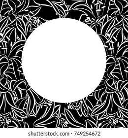 vector frame with flowers on black background