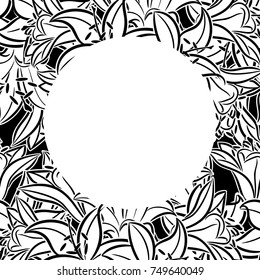 vector frame with flowers on black background