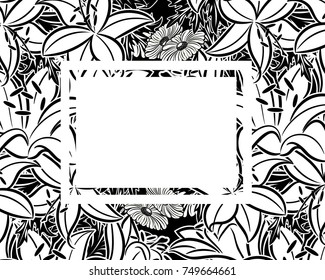 vector frame with flowers on black background