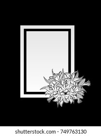 vector frame with flowers on black background