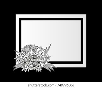 vector frame with flowers on black background