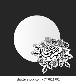 vector frame with flowers on black background