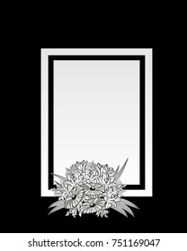 vector frame with flowers on black background