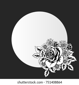 vector frame with flowers on black background
