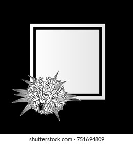 vector frame with flowers on black background