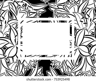 vector frame with flowers on black background