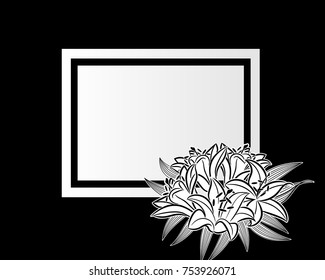 vector frame with flowers on black background