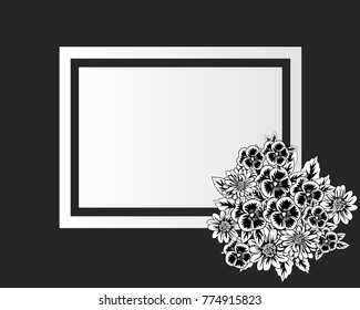 vector frame with flowers on black background