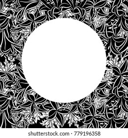 vector frame with flowers on black background