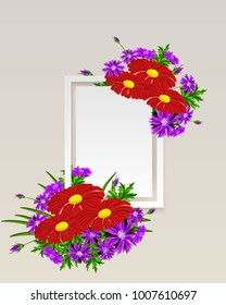 vector frame with flowers for postcard, price tag, flyer