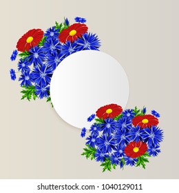 vector, frame with flowers for postcard, price tag, flyer