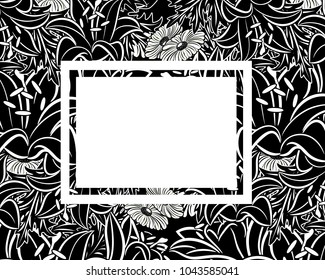 vector frame with flowers for postcard, price tag, flyer