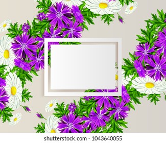 vector  frame with flowers for postcard, price tag, flyer