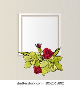 vector frame with flowers for postcard, price tag, flyer