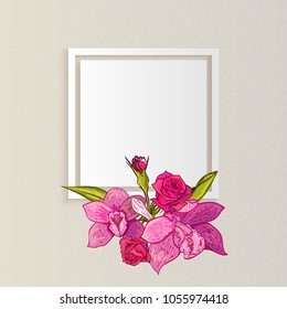 vector frame with flowers for postcard, price tag, flyer
