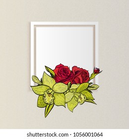 vector frame with flowers for postcard, price tag, flyer