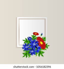 vector frame with flowers for postcard, price tag, flyer
