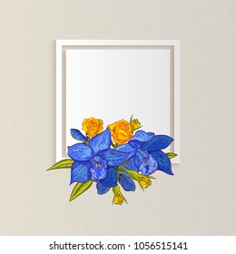 vector frame with flowers for postcard, price tag, flyer