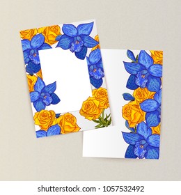 vector frame with flowers for postcard, price tag, flyer
