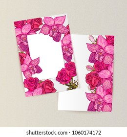 vector frame with flowers for postcard, price tag, flyer