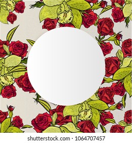 vector frame with flowers for postcard, price tag, flyer
