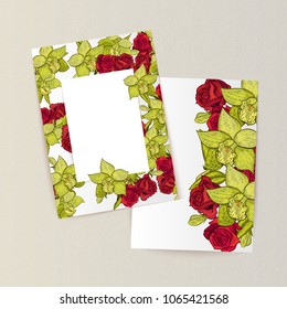 vector frame with flowers for postcard, price tag, flyer