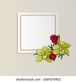vector frame with flowers for postcard, price tag, flyer
