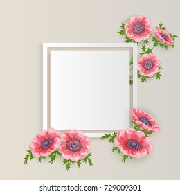 vector, frame with flowers for postcard, price tag, flyer