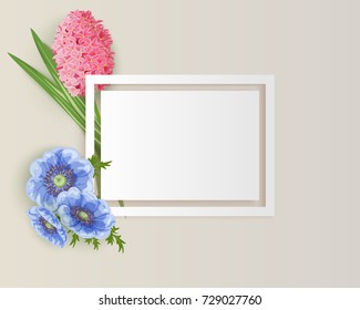 vector, frame with flowers for postcard, price tag, flyer