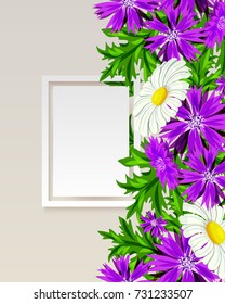 vector, frame with flowers for postcard, price tag, flyer