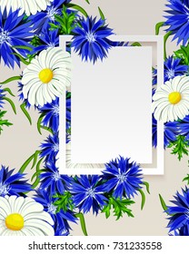 vector, frame with flowers for postcard, price tag, flyer