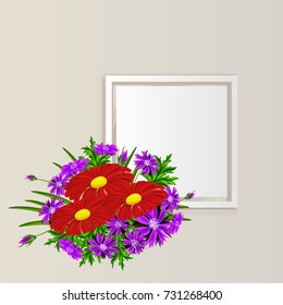 vector, frame with flowers for postcard, price tag, flyer