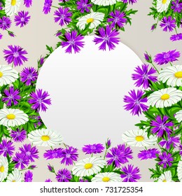 vector, frame with flowers for postcard, price tag, flyer
