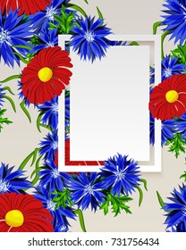vector, frame with flowers for postcard, price tag, flyer
