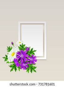 vector frame with flowers for postcard, price tag, flyer