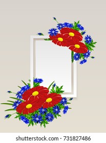 vector, frame with flowers for postcard, price tag, flyer
