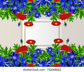 vector frame with flowers for postcard, price tag, flyer