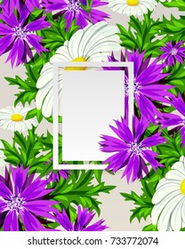 vector frame with flowers for postcard, price tag, flyer