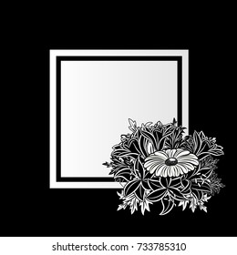 vector frame with flowers for postcard, price tag, flyer