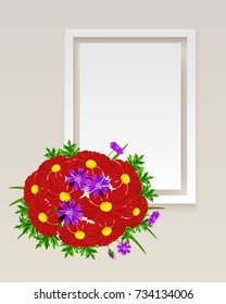 vector frame with flowers for postcard, price tag, flyer