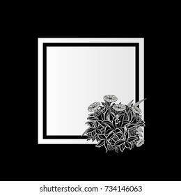 vector frame with flowers for postcard, price tag, flyer