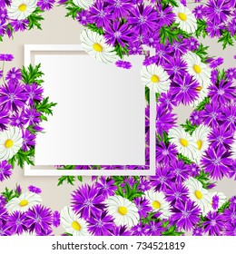 vector, frame with flowers for postcard, price tag, flyer