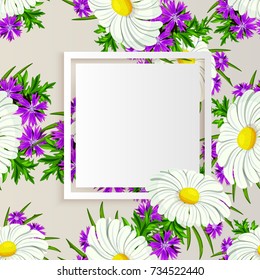 vector frame with flowers for postcard, price tag, flyer