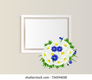 vector frame with flowers for postcard, price tag, flyer
