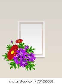 vector frame with flowers for postcard, price tag, flyer