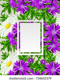 vector frame with flowers for postcard, price tag, flyer