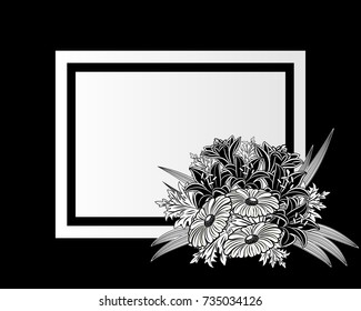 vector frame with flowers for postcard, price tag, flyer