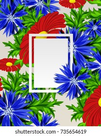 vector frame with flowers for postcard, price tag, flyer
