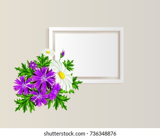 vector frame with flowers for postcard, price tag, flyer